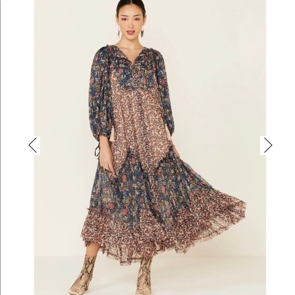 Free People Dresses & Skirts - Free People Estelle Chiffon Maxi Dress XS